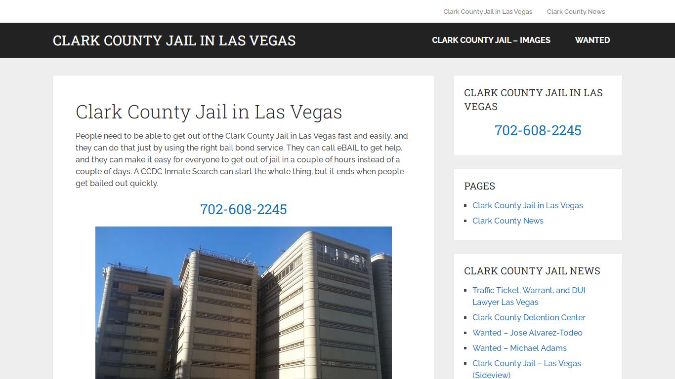 Clark County Jail in Las Vegas Nevada - Search for Inmates 702-608-2245